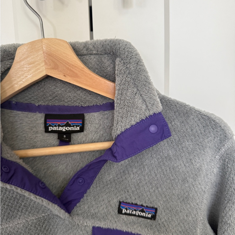 Patagonia Gray Fleece with Purple Trim